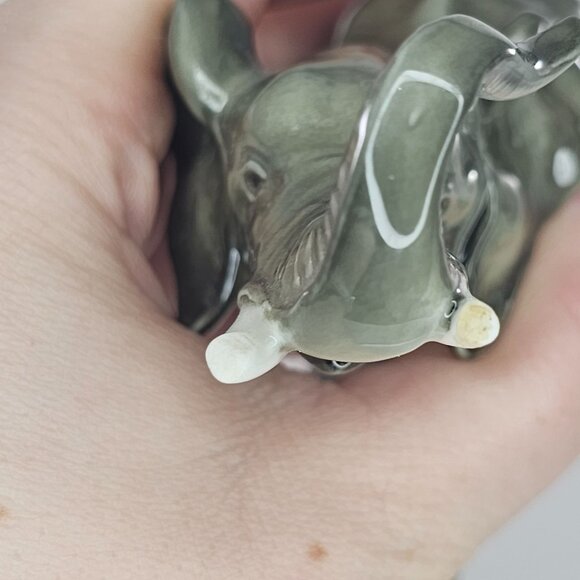 JHR Hutschenreuther Porcelain Gray Elephant Trunk Up Good Luck AS IS - Picture 8 of 8